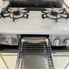 リンナイ ガステーブル 都市ガス12A・13A用 幅約56cm 片面焼きグリル 左強火力 KG35NGRL/13A スカイグレーの画像