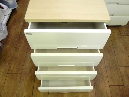 Fits 4段プラスチック 収納チェスト 幅55×奥40.5×高84.5 ウッドトップ 衣装ケース フィッツ 衣装ケース 衣類収納 タ