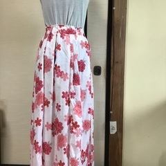 浴衣リメイク　ロングスカート　桜の花柄の画像