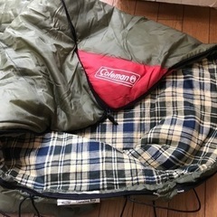 ☆終了　コールマン シュラフ 寝袋 封筒型　使用2回のみ 美品 内装チェック柄☆の画像