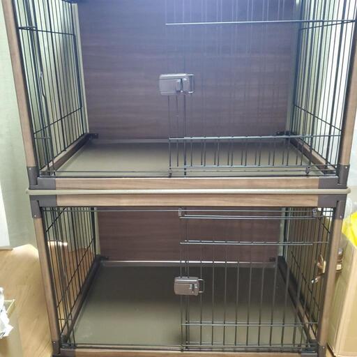 犬用 ケージ 木目 2つセット
