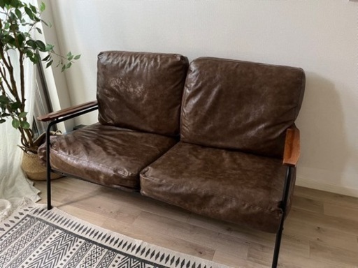 ソファ　茶　アイアン