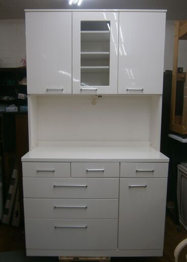 R091 マルミツ キッチンボード、食器棚、幅120cm 美品