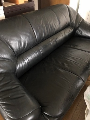 ソファー　本革　黒　美品