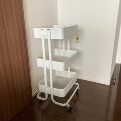 キャスター付きスチールラック 3段 ホワイトの画像