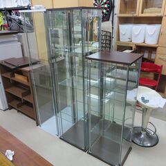 中古ガラスショーケース 背面ミラー 不二貿易 ショーケース 幅42.5cm 3段 背面ミラー コレクション