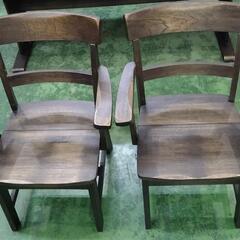 ダイニング5点セット　大型ワイドサイズ　ベンチチェア×2   肘掛け付チェア×2   195×95×70の画像