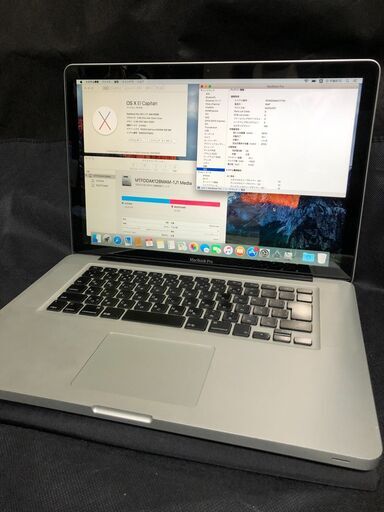 「MacBook Pro 15インチ MC118J/A」 大画面15.4インチ(WXGA+)　メモリー4GB搭載(最大8GB)　MacOS(El Capitan)とWin10 Pro(Office2010もインストール済)の選択起動可能　オールインワンモバイルノートPC / C2D(デュアルコア 2.66GHz） / SSD-128GB / DVDスーパーマルチドライブ / Webカメラ / Bluetooth / 無線LAN(a/b/g/n対応) / バッテリー使用可能(充放電回数59回) 中古美品
