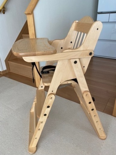 美品☆ハイチェア キッズチェア 高さ調整＆折り畳み可能