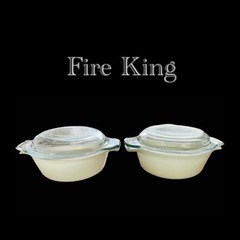 ファイヤーキング　ミルクガラス蓋付きボウルセット