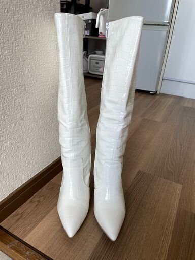 白長いブーツ　おしゃれ　美品