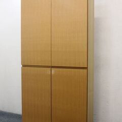 廃番 無印良品/MUJI タモ材 組み合わせて使える木製収納 木製扉 D23cm 棚板6枚 キャビネット    中古 店頭引取歓迎 R6001)
