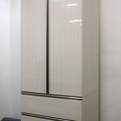 NITORI/ニトリ ワードローブ トラウト ホワイトウォッシュ ハイグロスシート 幅80 2016年製  中古家具 店頭引取歓迎 R6011)