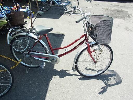 24インチ　シティサイクル　3段切り替え　カゴ・荷台付き　自転車　ファミリーサイクル　ママチャリ　通勤・通学