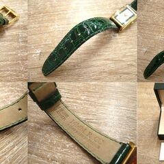 グッチ レディースウォッチ 2600L 革ベルト クロコ系 グリーン 電池