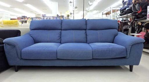 北海道 千歳市/恵庭市 3Pソファ デニム生地 3人掛けソファ 藍色 インディゴブルー 家具
