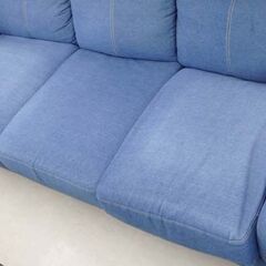 北海道 千歳市/恵庭市 3Pソファ デニム生地 3人掛けソファ 藍色 インディゴ