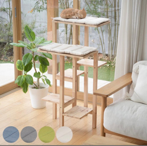 キャットハス　木製キャットタワー　グレー