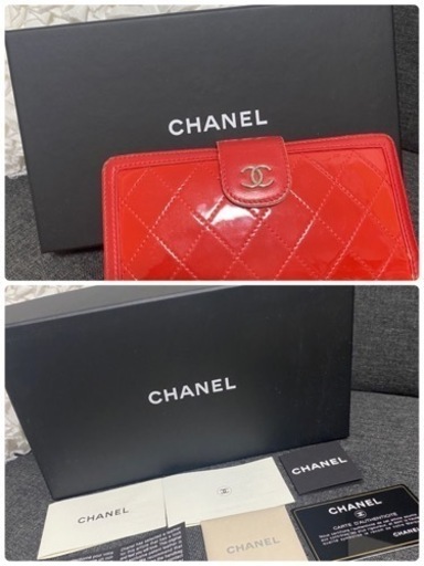 シャネル　財布　レッド