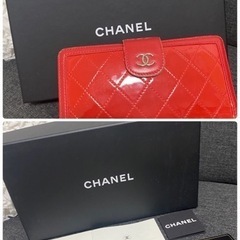 シャネル　財布　レッド