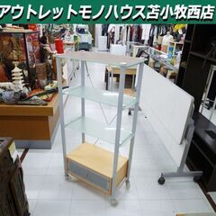 オーディオラック ガラス板 幅60×奥行35×高さ121cm 引...