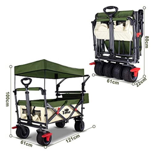 ＴＭＺ アウトドア用キャリーカート 折りたたみ式 アウトドアワゴン 屋根付き 100L 大容量 耐荷重120kg 