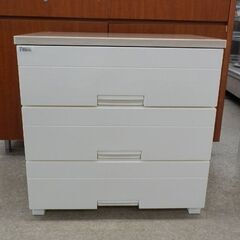 木天板チェスト 幅65cm 3段 天馬 Fit's Plus フィッツプラス 白系 ロック機能 幅650×奥行410×高さ660mm プラチェスト 引出し タンス ウッドトップ 札幌 西野店の画像