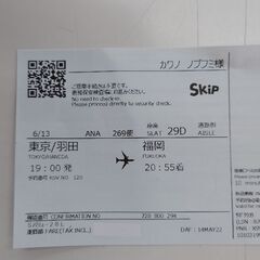 ６月１３日、月曜日、１９時発、羽田空港から福岡空港迄２１時着の画像