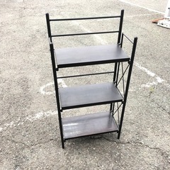 ★折り畳み式★アイアンラック アイアンシェルフ オープンシェルフ アイアンウッドシェルフ 高94㎝ 小さめ の画像