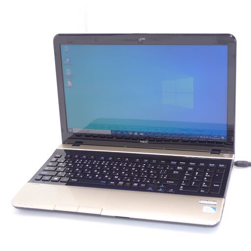 中古美品 15.6型 金色 ノートパソコン NEC PC-LS150LS6G Celeron 4GB 750GB DVDマルチ 無線 Wi-Fi有 カメラ Windows10 Office
