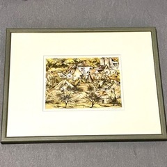 工芸品 手書き絵画 風景画 美術 ビンテージ ウッド製  コレク...
