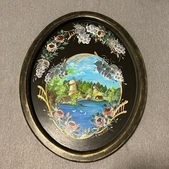 工芸品 手書き絵画 風景画 美術 ビンテージ ウッド製  コレク...