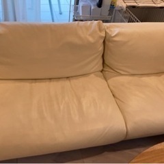 ソファ本体・革張りワイドアーム・3S・フェザークッション二層式