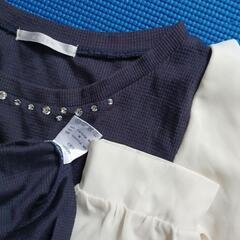 RETRO GIRL  レトロガール　トップス　カットソー　フリーサイズ
紺ベスト　袖シフォン　
パイエットの画像