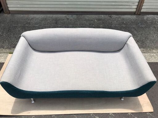 布製 ラブソファ 2人掛 おしゃれ インテリア グレー×ブルー 幅140cm×奥行70cm×高さ55cm 