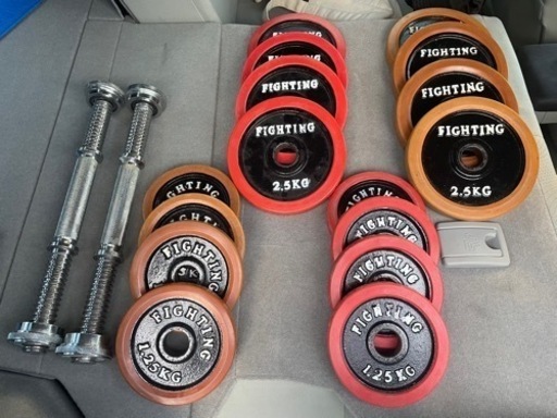 【受け渡し決定】ラバー付きダンベルセット17.5kg×2 ファイティングロード