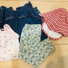 女の子　お洋服帽子4点セット70から90くらい