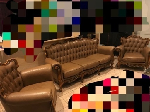 受け渡し完了しました　ロココ調■本革ソファ■3点セット■猫脚