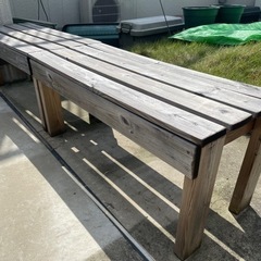 屋外用ベンチ　二脚　木製の画像