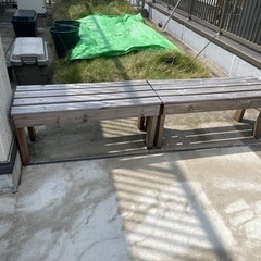 屋外用ベンチ　二脚　木製の画像