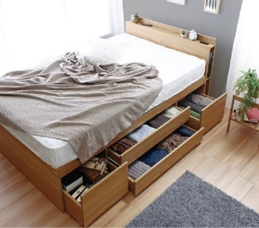 ダブルベッドフレーム　【大容量収納】元値5万