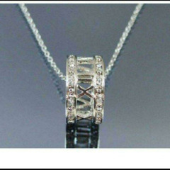 ▼j←←←m18-7　チェコ製クリスタル使用RomanNumeralリングネックレス            202206100757の画像