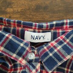 NAVY  Lサイズ　綿100％　ネルシャツの画像