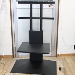 T014)WALL INTERIOR TV STAND V3 壁寄せテレビスタンド 棚板1枚付 ロータイプ ブラック 3Dベース 32～80インチ対応