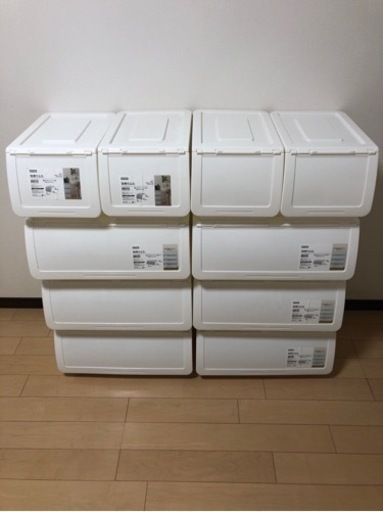 ニトリ Nフラッテ 収納ケース ホワイト 蓋付き レギュラー×6個ハーフ×4個本体+フタセット
