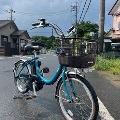 中古電動アシスト自転車 ヤマハ パスシオン 水色　小柄な女性やシ...