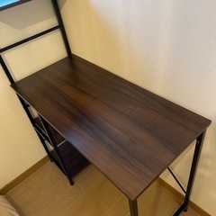 パソコンデスク 収納 幅95 モニター収納可 ラック付き 組立式 ウォルナットの画像