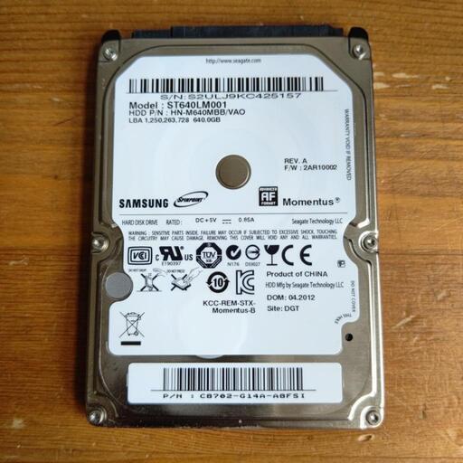 HDD SAMSUNG SATA 2.5インチ 9mm 640GB