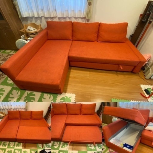 3人掛けコーナーソファベッド　収納付き