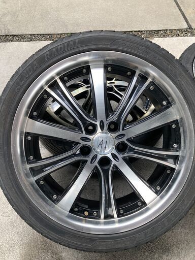美品！19インチアルミホイール　225/40R19　タイヤバリ溝　P.C.D：114.3　7.5J　オフセット+55